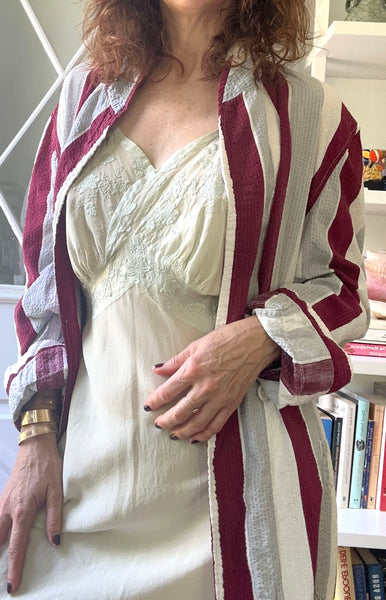 1950's Seersucker Striped Robe