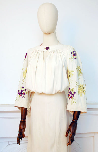 Floral Embellished Dress / 1930s / Wounded Bird Collection
