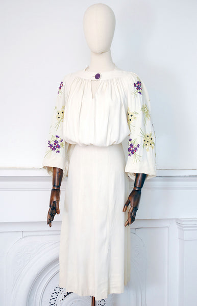 Floral Embellished Dress / 1930s / Wounded Bird Collection
