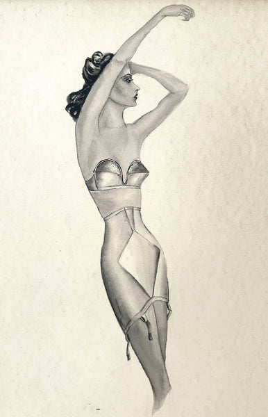 Ink Lingerie Magazine Drawing / 1940s-50s