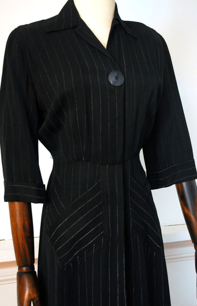 Soft Stripe Dress or Duster / 1940s