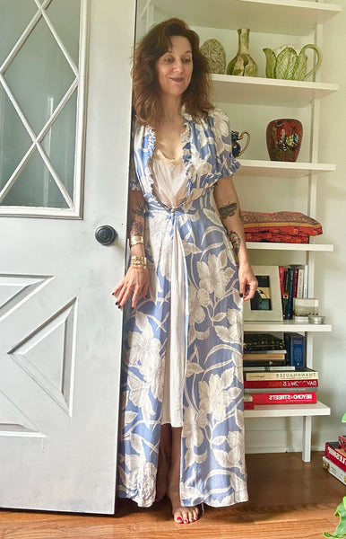 1940's Floral Cold Rayon Robe