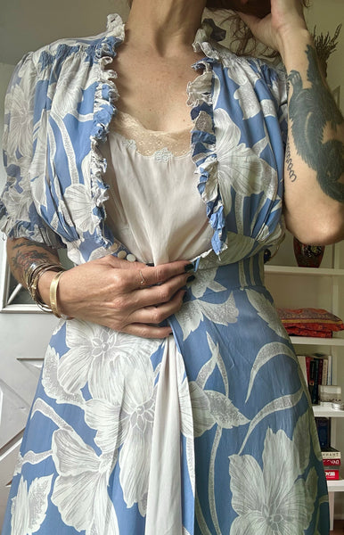 1940's Floral Cold Rayon Robe