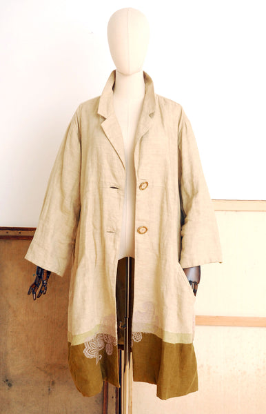 1990s Embroidered Linen Duster