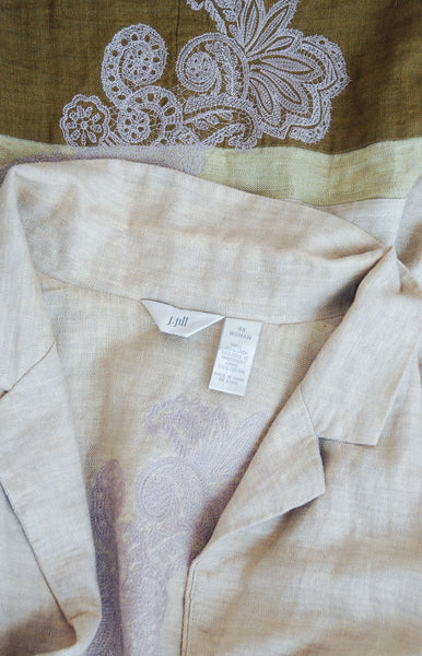 1990s Embroidered Linen Duster