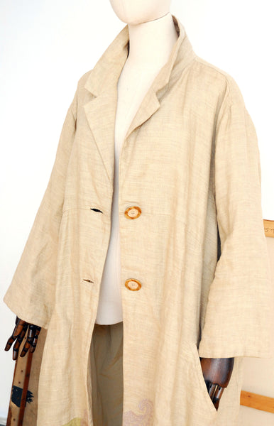 1990s Embroidered Linen Duster