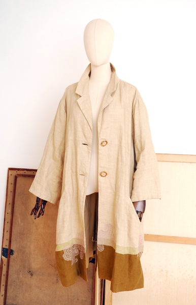 1990s Embroidered Linen Duster