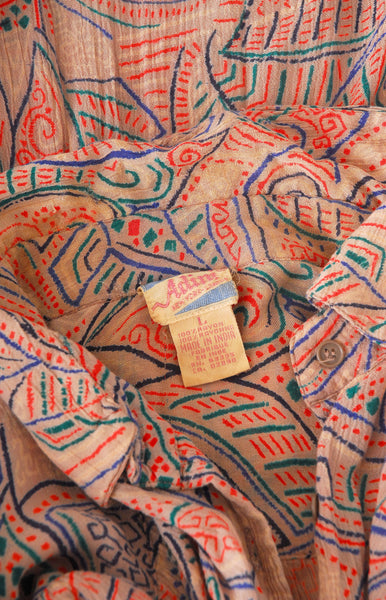 ADINI Patterned Blouse with Tie / 1970s