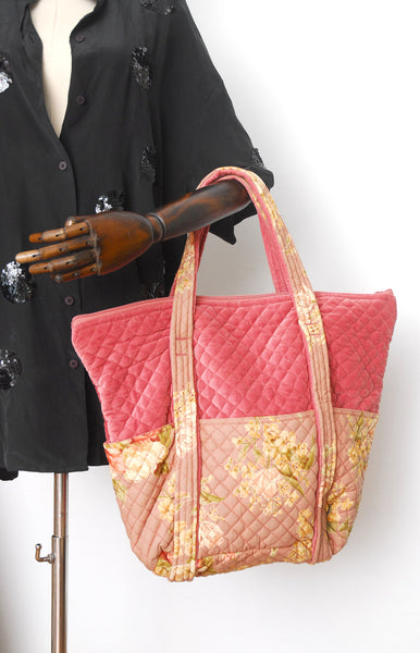 1980s Velvet Floral Bag - Made in India