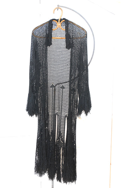 1920's Fringed Crochet Cardigan