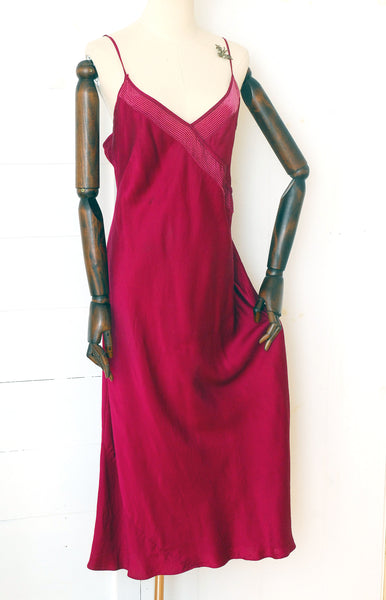 Rich Ruby Silk Slip / 1990s