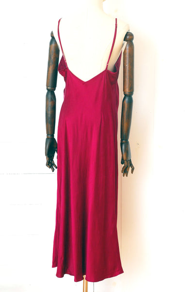 Rich Ruby Silk Slip / 1990s