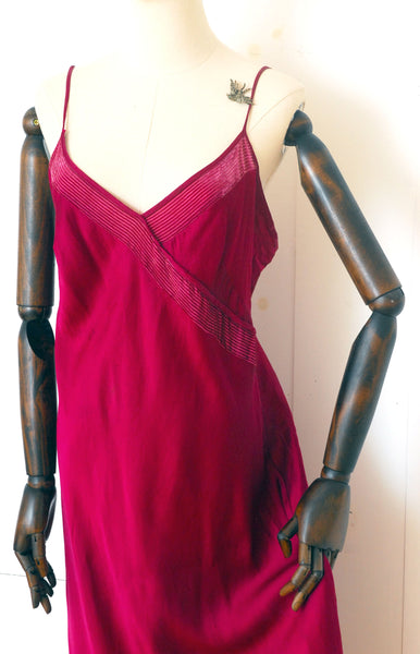 Rich Ruby Silk Slip / 1990s