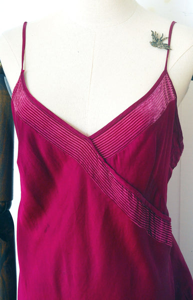 Rich Ruby Silk Slip / 1990s