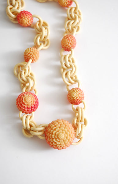 Chunky Celluloid Bauble Necklace / 1930s