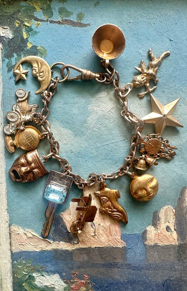 Charm Bracelet | Moon, Antique Shoe, Key, Globe, Vessel, Star, Mask + more