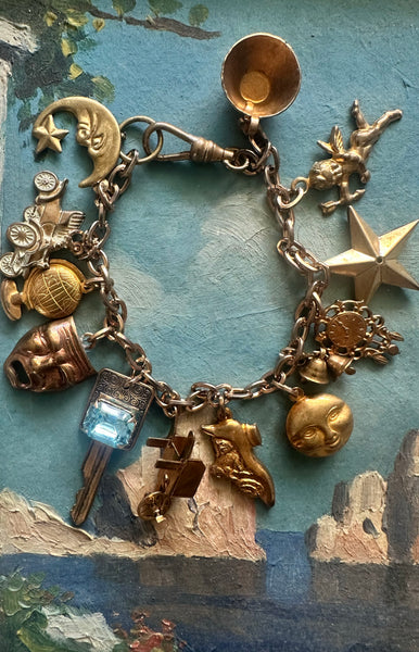 Charm Bracelet | Moon, Antique Shoe, Key, Globe, Vessel, Star, Mask + more