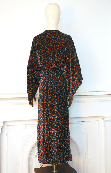 Deco Velvet Robe or Wrap Dress / 1933-35 / Wounded Bird Collection