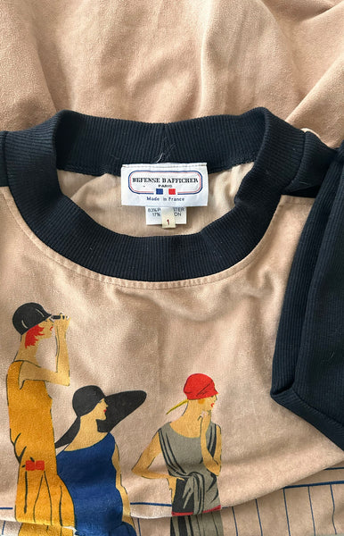 1980s Deco Lady Print Top