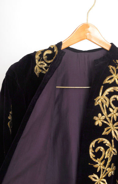 Gilded Amethyst Velvet Coat / 1950s