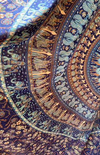 1970's Deep Blues Cotton Textile