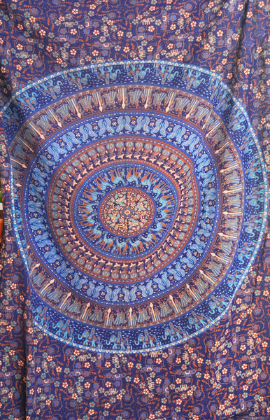 1970's Deep Blues Cotton Textile