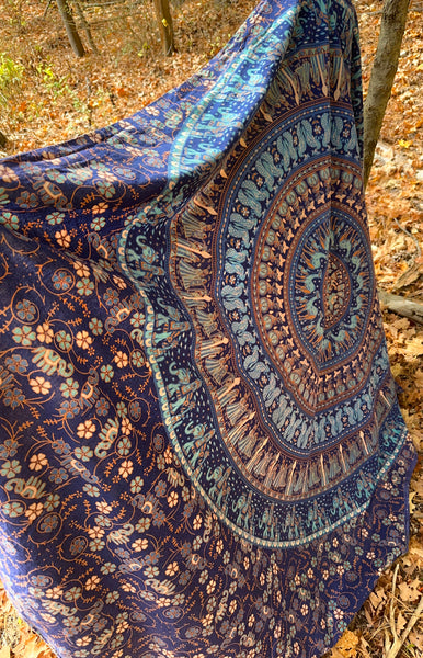 1970's Deep Blues Cotton Textile