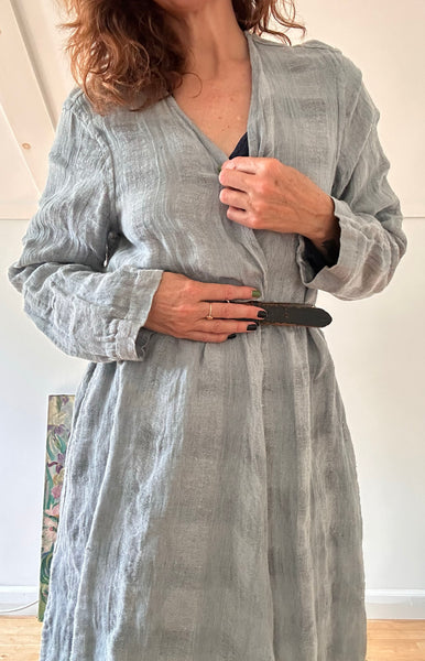 FLAX Linen Duster w/ Plaid Weave