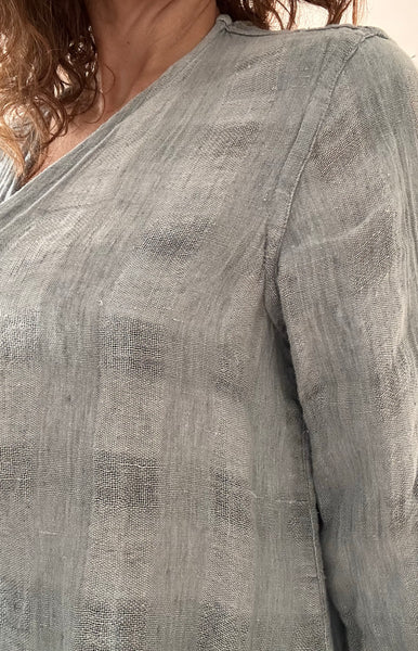 FLAX Linen Duster w/ Plaid Weave