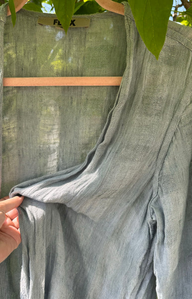 FLAX Linen Duster w/ Plaid Weave