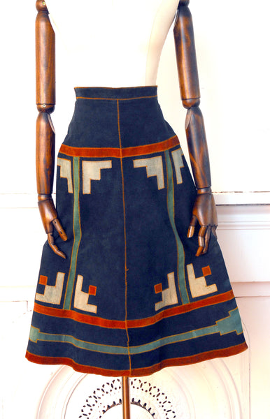 Geometric Suede Skirt / 1970s