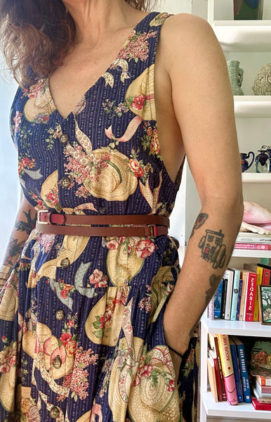 1980s-90's Hat Print Cotton Dress