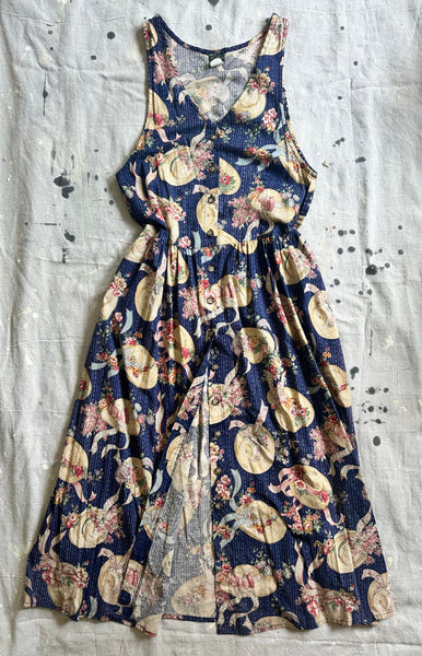 1980s-90's Hat Print Cotton Dress