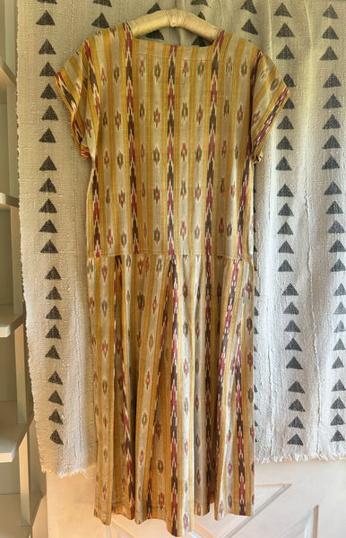 1980s does 20s Ikat Cotton Button Up Dress