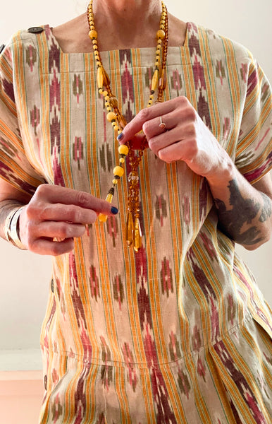 1980s does 20s Ikat Cotton Button Up Dress
