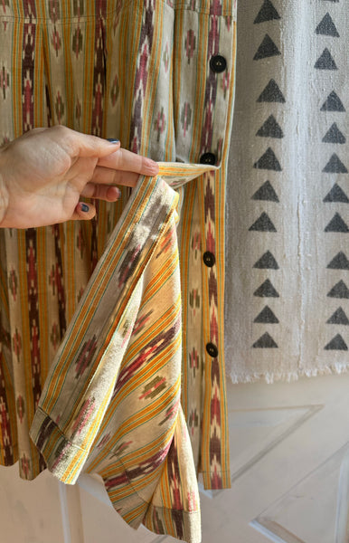 1980s does 20s Ikat Cotton Button Up Dress
