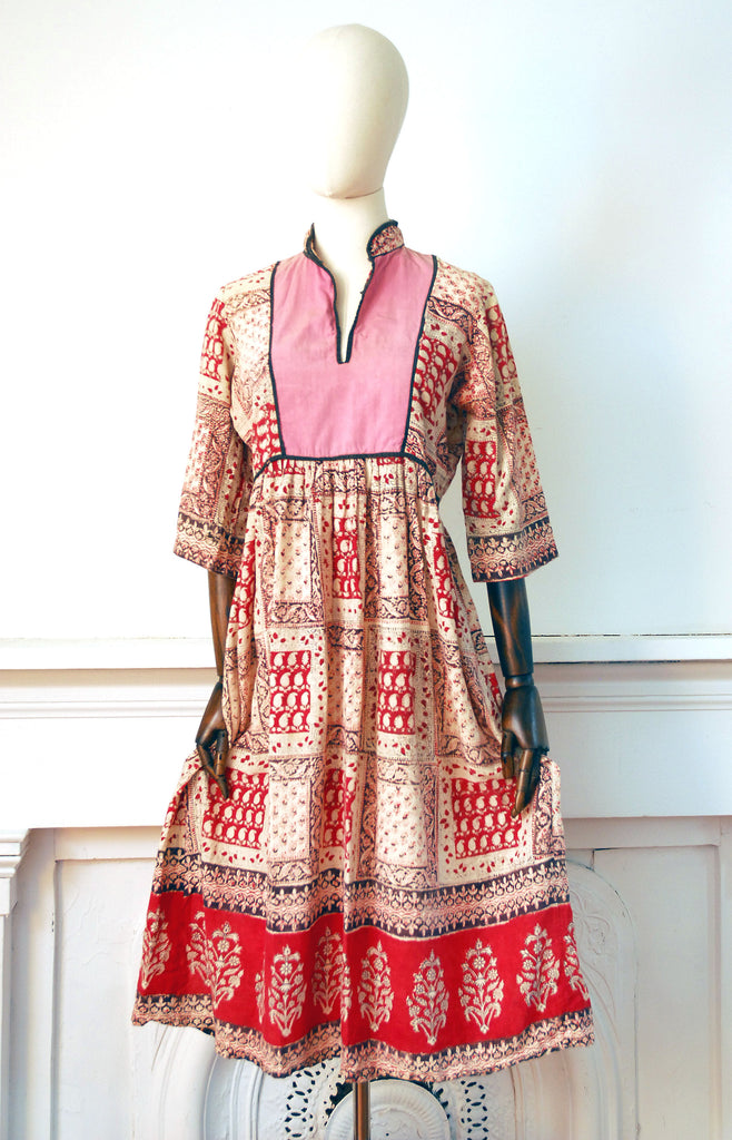 Indian Cotton Dress / 1970s / Wounded Birds