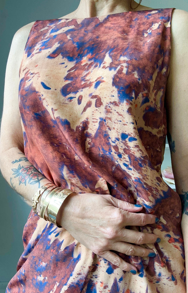 Ink Print Silk Dress by Shabd