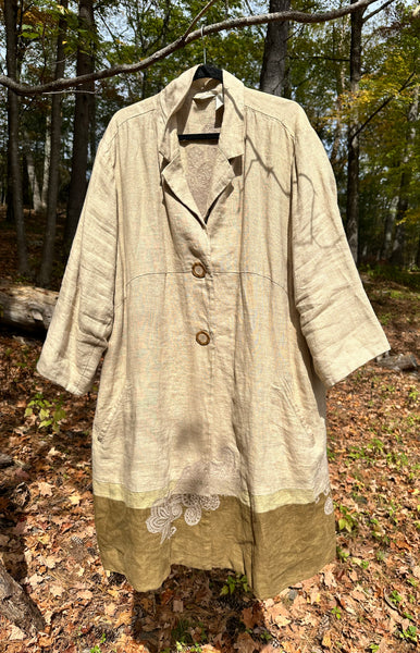 1990s Embroidered Linen Duster