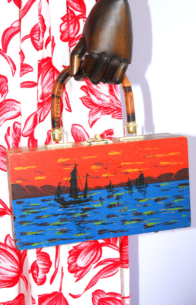 sale | Hand-Painted Box Purse / 1950s-60s