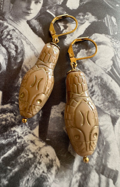 Antique Snake Head Earrings / Neiger Bros c.1920s