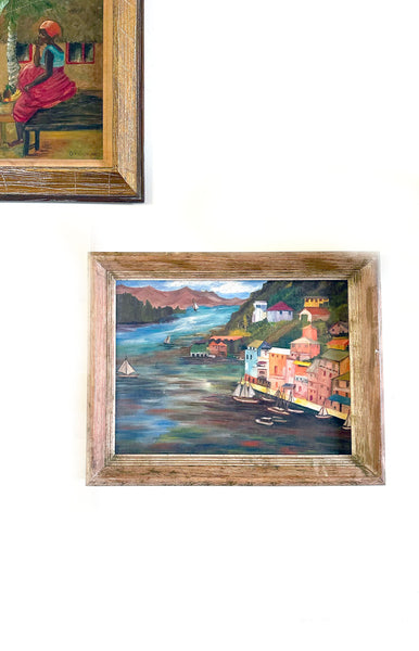 Italian Coast Oil Painting / c.1980s