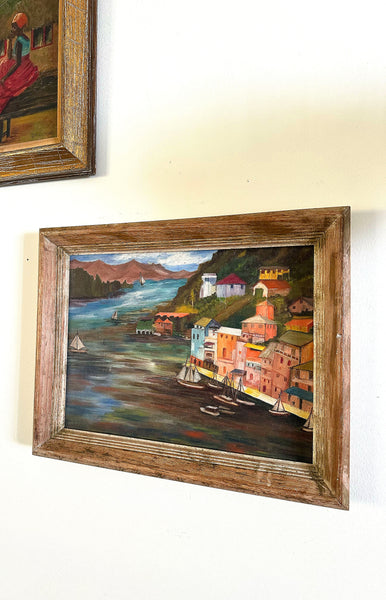 Italian Coast Oil Painting / c.1980s