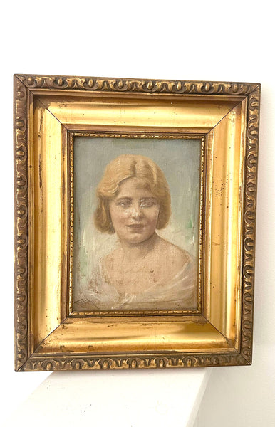 Deco Oil Portrait / c.1920s-30s