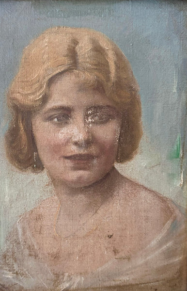 Deco Oil Portrait / c.1920s-30s