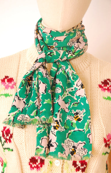 1940s Pansy & Bee Rayon Scarf