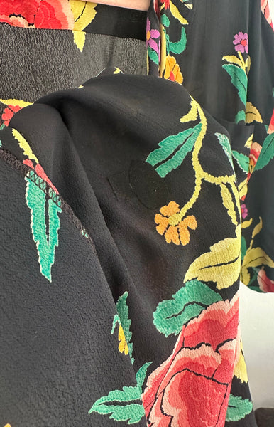 1980s Norma Kamali Piano Shawl Print Blouse