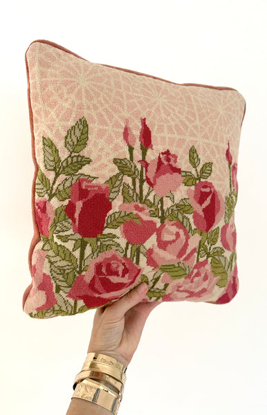 Spider Web + Roses Velvet Pillow