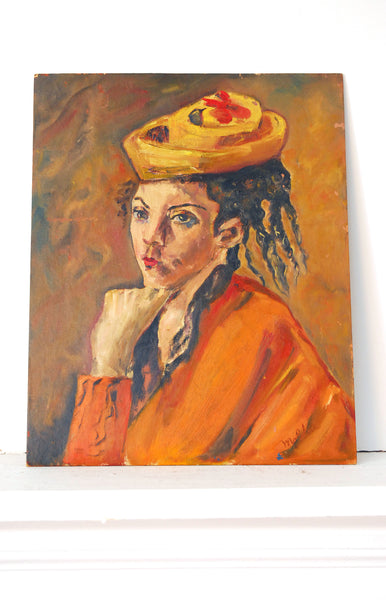 sale | Yellow Hat Lady Painting / 1966