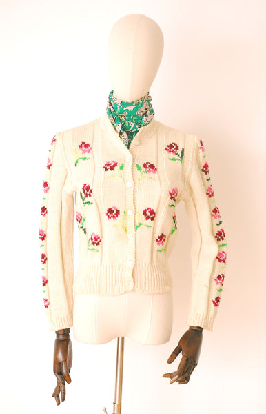 Roses Hand Knitted Cardigan | as is